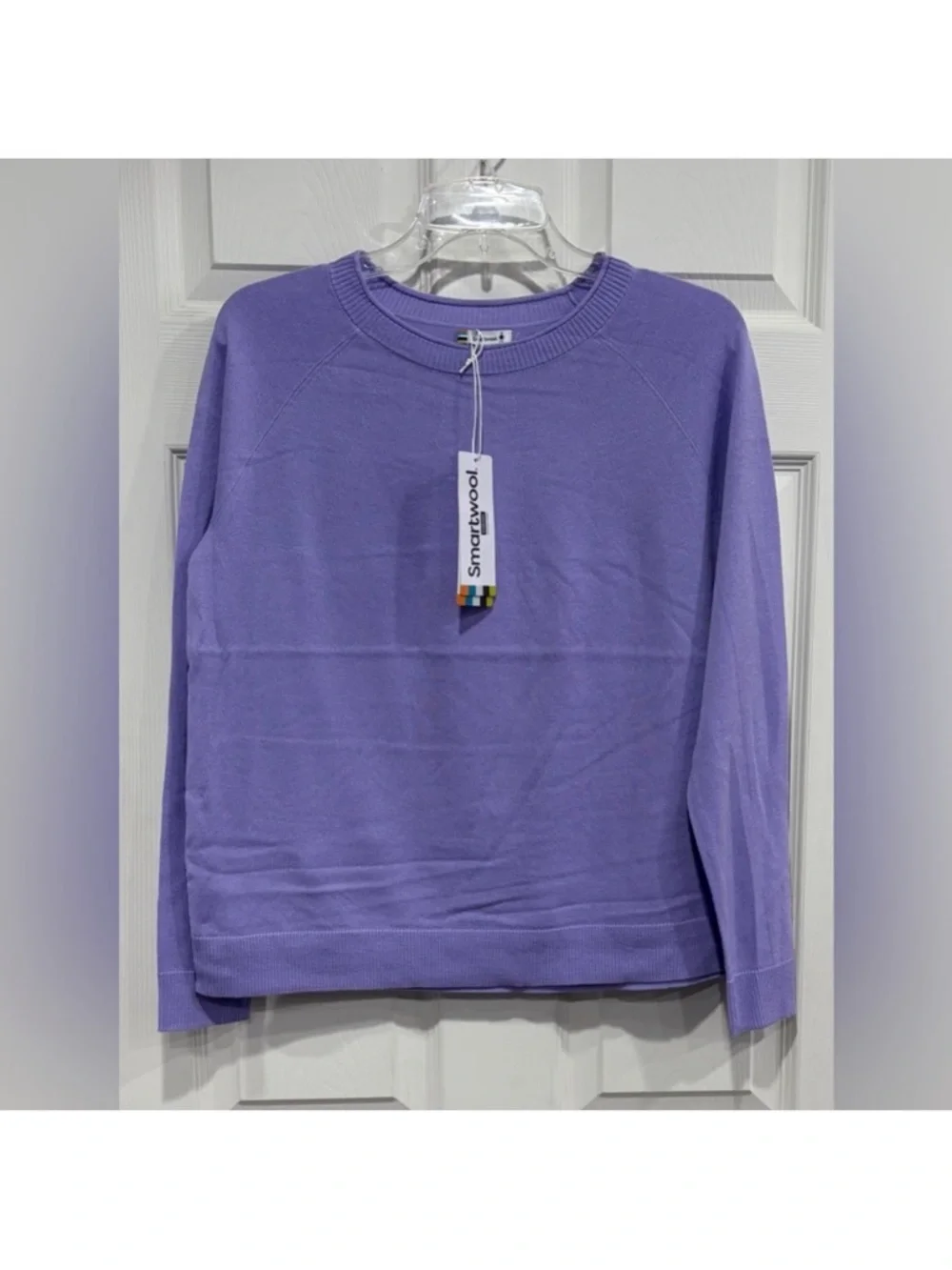 SmartWool Women's Large Edgewood Color-Block Crew Sweater Purple NWT Wool Blend